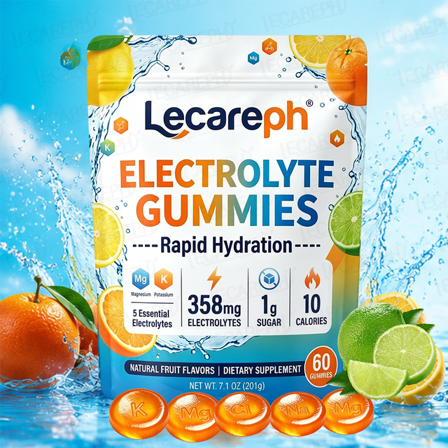 Wholesale Low Sugar Electrolyte Hydration Gummies 5 Essential Electrolyte K Cl Ca Mg & Na Energy Boost