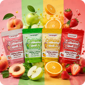 Natural Caffeine Mix Energy Supplement Gummies Multi Flavor Vitamin B12 & 100Mg Caffeine Gummies Support Active Lifestyle
